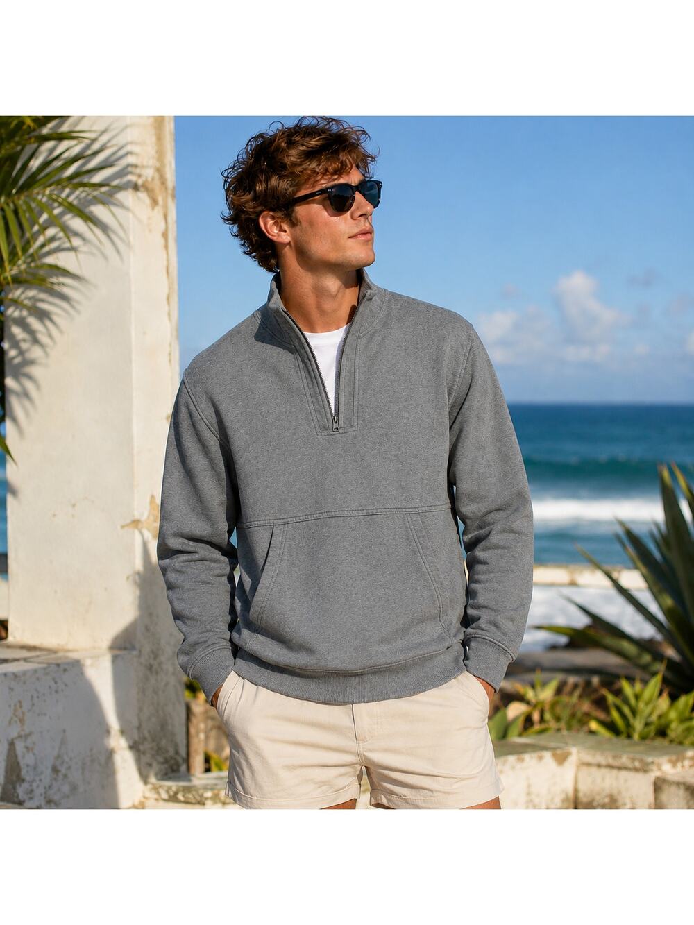 Urban Outfitters SZ S Men's Publish Cotton/Spandex 1/4 Zip Gray Sweatshirt NWT